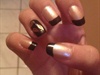 Elegant Black And Gold French Manicure