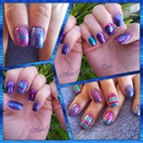 Purple &amp; blue nail art blocking