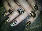 Gold glitter with leopard/tiger art