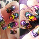 Rainbow and Black water marble