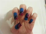 Blue&amp;pink geometric press on nails