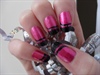 Pink with Black Tips. Party Nails!