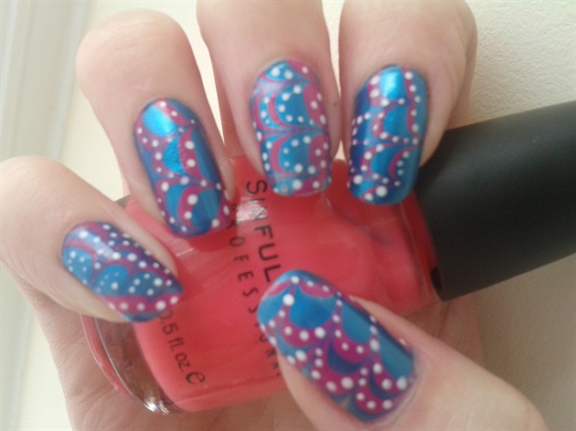 Water Marble with Polka Dots.