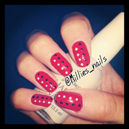 Red w/ Black and White Polka Dots