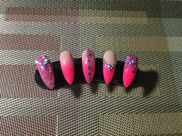 Pink &amp; Nude With Purple Glitter 