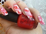 Water Marble red and white