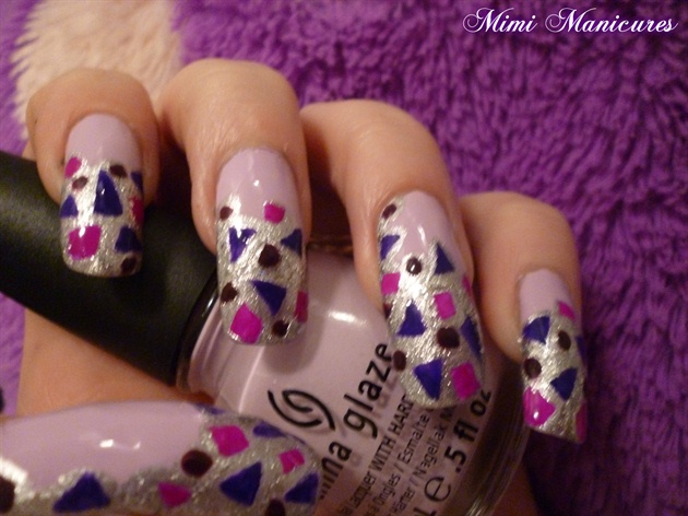 abstract purple and silver nails