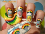 childrens care bear rainbow nails