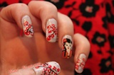 geisha girl flower nail art