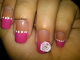 Pink french with flower accent