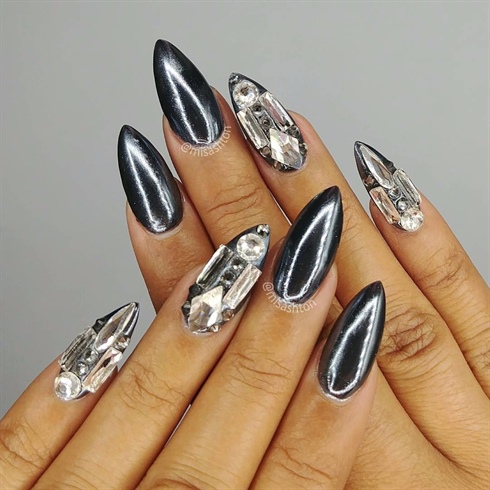 Embellished chrome nails