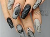 Marble spider web Halloween nails