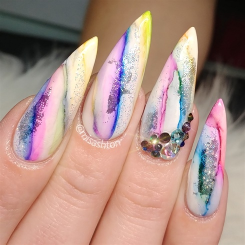 Rainbow Marble Nails