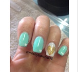 Mint Green And Gold Nails