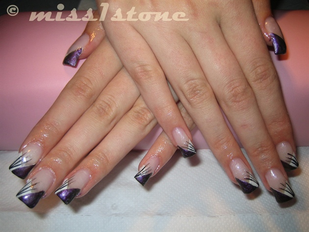 purple with black and silver strokes