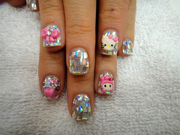 Confetti Hello Kitty nails
