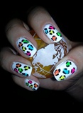 colourful leopard nails art