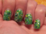 green with swirls handpainted