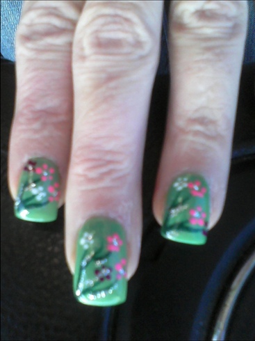 green handpainted flowers 1/5/2012