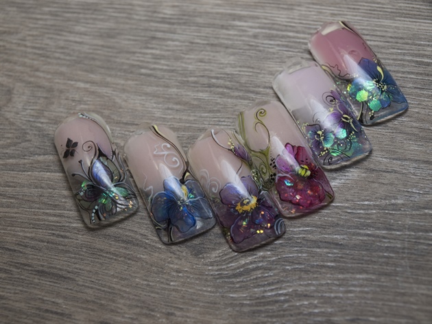 watercolor on glass nails