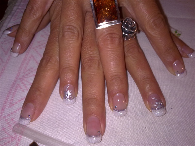 French gel and silver flowers