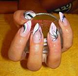 gel nails with pink-white-black sample