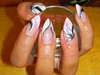 gel nails with pink-white-black sample
