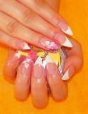 French nails with acryl 3D flowers
