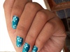 Blue Summer Nails With White Flowers =)