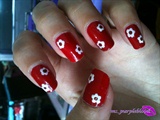 flower in red polish