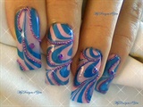 Water marble effect nail art design
