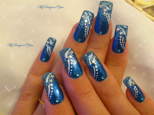 Winter, New Year&#180;s, Blue Nails