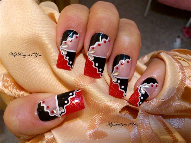 tuxedo nails and matte black french tips nails nail art