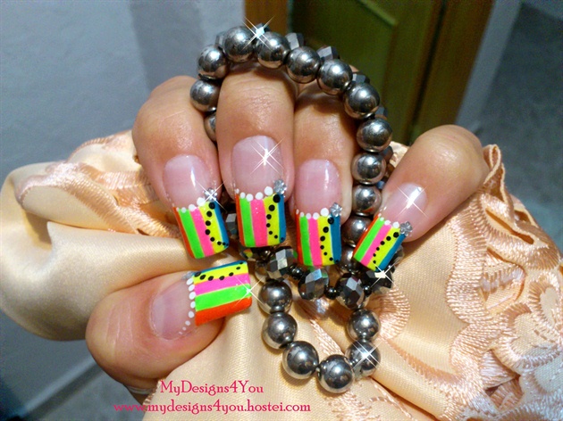 Multicolored French Nail Design