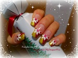 Christmas pink and gold nails.