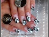 BLACK AND WHITE ABSTRACT NAIL ART DESIGN