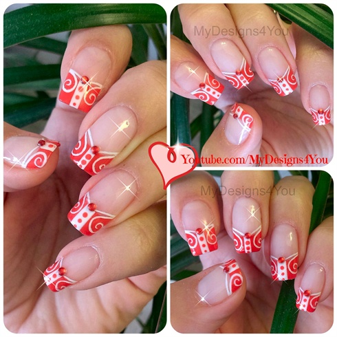 Red Nails | White and Red French Tip Nai