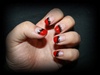 Red french with black lace