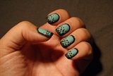 Blackborder with dots on turquoise