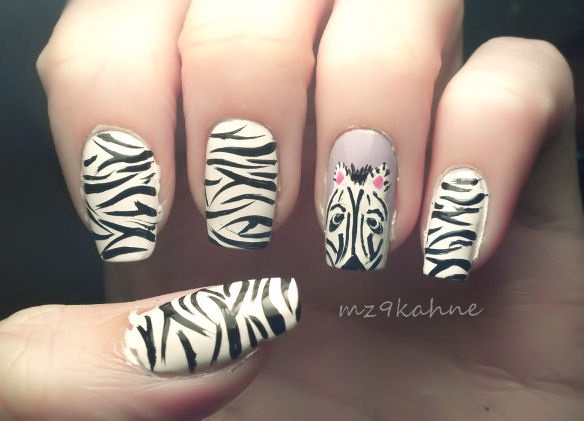 9. Zebra Nail Art with Stamping - wide 6