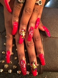 Long Red Nails Accessories With 
