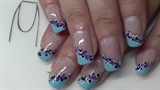 Abstract French nail design in blue