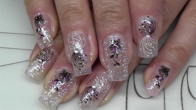 glittering full cover nail design with s