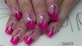 Neon pink French nail design
