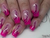 Neon pink French nail design