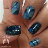 Blue Water Marble Nails
