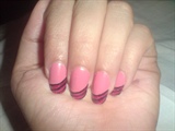 Pink with black and red stripes