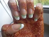 White french tip with green beads