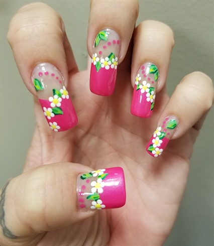 Bright Pink with Flowers