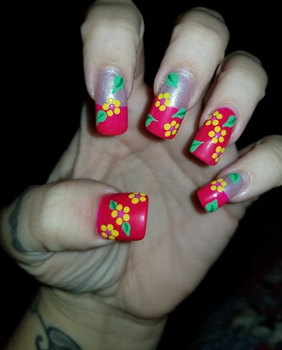 Bright Pink with yellow Flowers